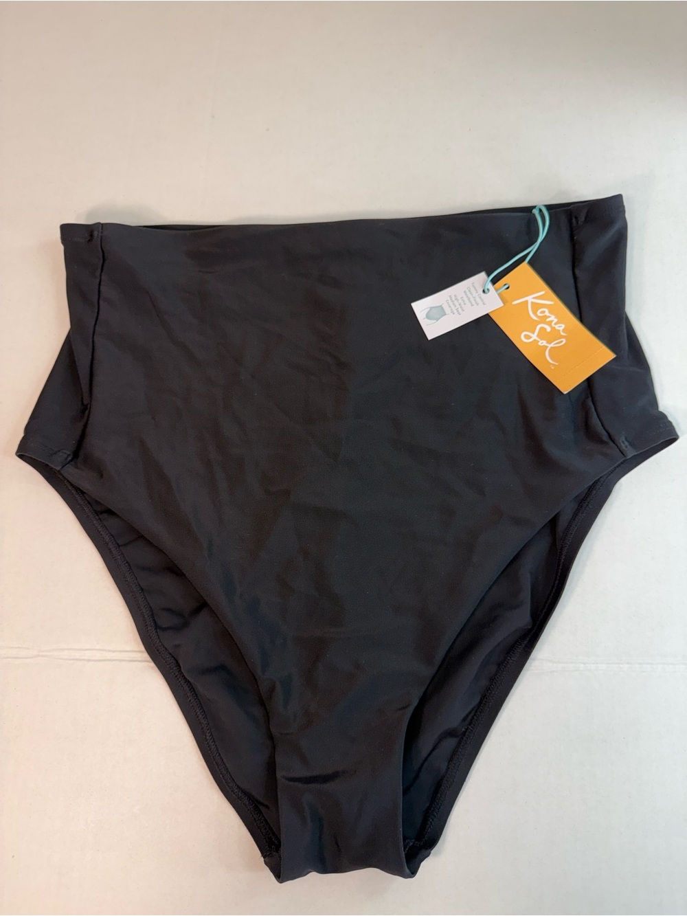 Kona Sol Black High-Waist Swim Bottoms